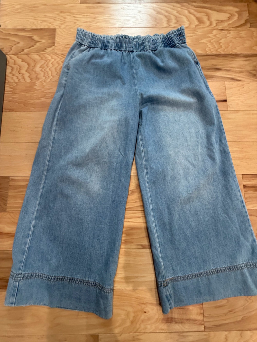 Kensie Jeans Women’s XL Wide Leg Pull On Denim Pants Elastic Waist Cotton
